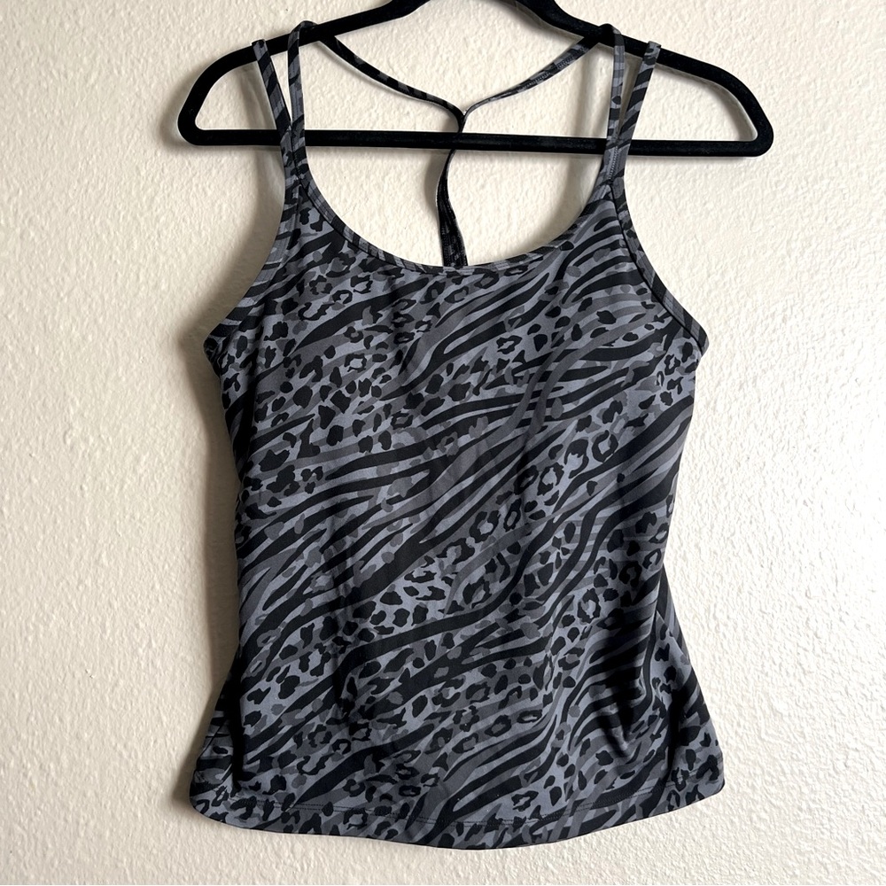 Victoria’s Secret Sport PINK Leopard Zebra Print Tank Cami Built In Bra Size M